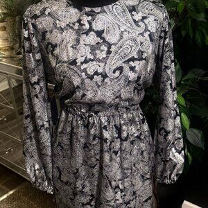MICHAEL Michael Kors Silver and Black Paisley Print Dress